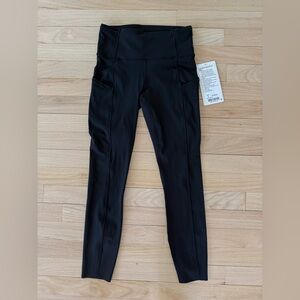 Lululemon Fast & Free HR 25” Tight Black Nulux Leggings Size 4 High Rise Pockets